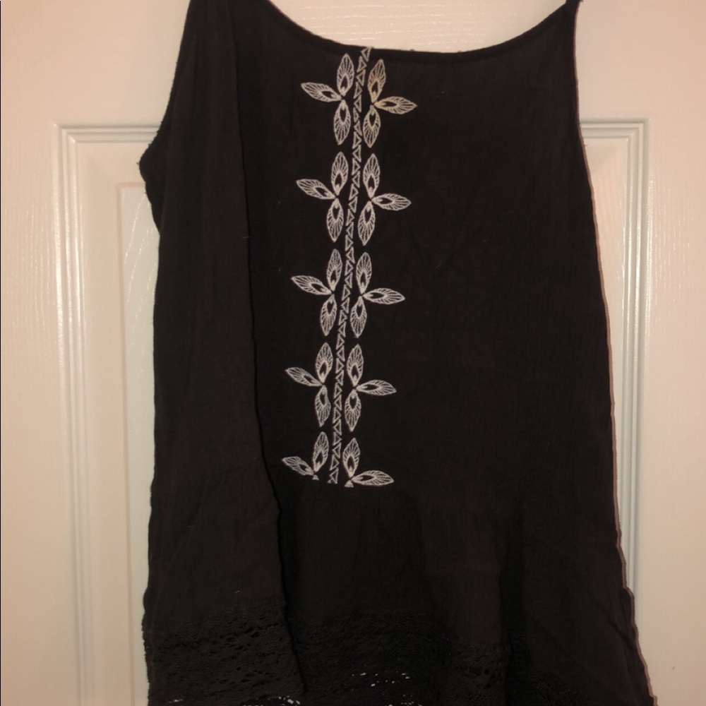 embroidered black tank top